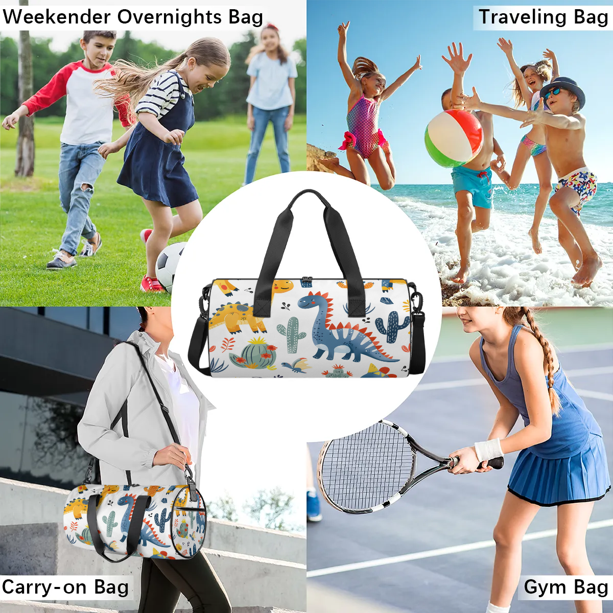 Qzjjjmy Foldable Sport Duffle Bag for Kids Teens Cartoon Sport Gym Bag Lightweight Boys Overnight Bag