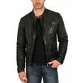 thumbnail image 3 of Black Leather Riding Jacket Mens With Snap Collar And Multiple Zippered Pockets Cafe Racer Biker Jacket Mens Black Leather Motorcycle Jacket size XXXS, 3 of 4