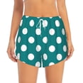thumbnail image 2 of Hirioo Teal And White Polka Dot for Women's Double Layer Athletic Shorts High-Performance Gym Shorts with Inner Pocket, Elastic Waistband-Small, 2 of 7