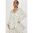 thumbnail image 2 of Therapy Women's 2pc Long Sleeve Button Front Notched Collar Sleepwear Set with Long Pants Soft Pajama Set-Face-Large, 2 of 2