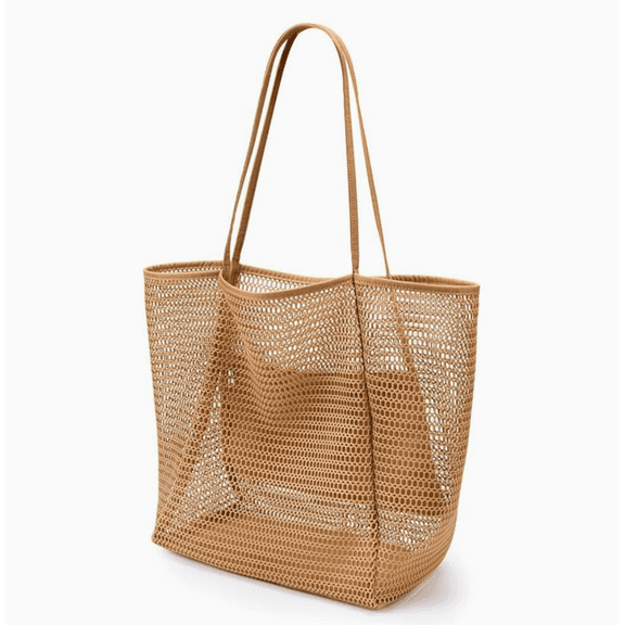 Mesh Beach Tote Bag Large Capacity Bohemian Vacation Organizer Travel Handbag for Women