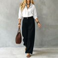 thumbnail image 5 of ClodeEU Women's 2 Piece Outfits ,Long Sleeve Button Down Shirt and High Waist Pleated Wide Leg Pants Set, Solid Color Casual Matching Set ,Women's Plus S, 5 of 6