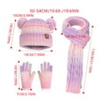 thumbnail image 3 of BRICH Colorful Kids Winter Hat Scarf Gloves Set Pom Pom Beanie Hat Knit Long Scarf Warm Lined Mittens Gloves Pink One Size, 3 of 6