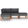 thumbnail image 3 of vidaXL 4 Piece Garden Lounge Set with Cushions Poly Rattan Grey, 3 of 5