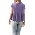thumbnail image 3 of INSPIRE CHIC Short Sleeve Blouse for Women Casual Round Neck Ruffle Flowy Spring Summer Going Out Blouses Top XS Purple, 3 of 6