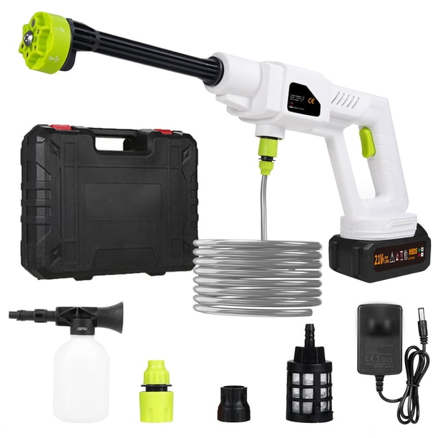 Riwcyla Handheld Pressure Washer Portable Powerful 21V Car Wash with Rechargeable 1500*10mah Battery 6in1 Multiple Injection Modes Toolbox Package High,Pressure Car Washer for Home Floor Cleaning