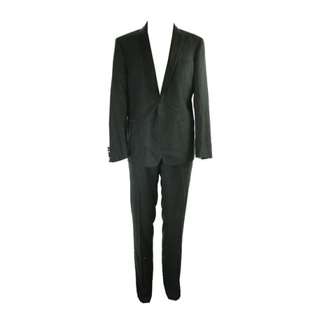 Calvin Klein Black White Shadow Grid 2Pc Suit 46L-39W