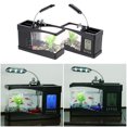 thumbnail image 4 of Black Multi-Functional USB Desktop Aquarium: 1.5L Recirculating Fish Tank with LED Lighting, LCD Clock/Calendar/Temperature Display, 6 Nature Sounds, Dual Compartment Organizer, Decorative Pebbles &, 4 of 7