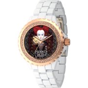 Alice through the Looking Glass Iracebeth The Red Queen Women's Enamel Sparkle White Alloy Watch, Rose Gold Bezel, White Alloy Bracelet
