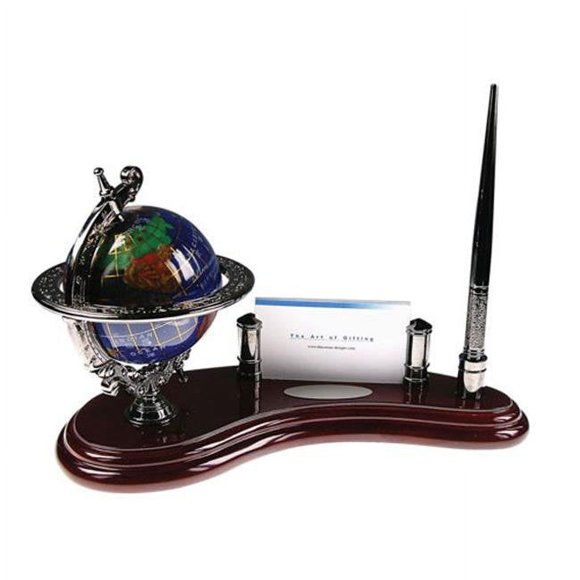 Bluestone Designs Gemstone Globe Pen Stand with Cardholder