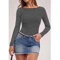 thumbnail image 6 of PRETTYGARDEN Long Sleeve Striped Shirts for Women Soft Ribbed Knit ,Y2k Tshirt,Slim Fit Layering,Cute Tops,Basic Tee,Business Casual Outfits,Spring Fall Trendy Clothes, 6 of 10