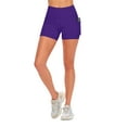 thumbnail image 3 of ACTIVE UNIFORMS Women's High Waist Yoga Shorts Tummy Control with Deep Pockets (Purple, Medium), 3 of 6
