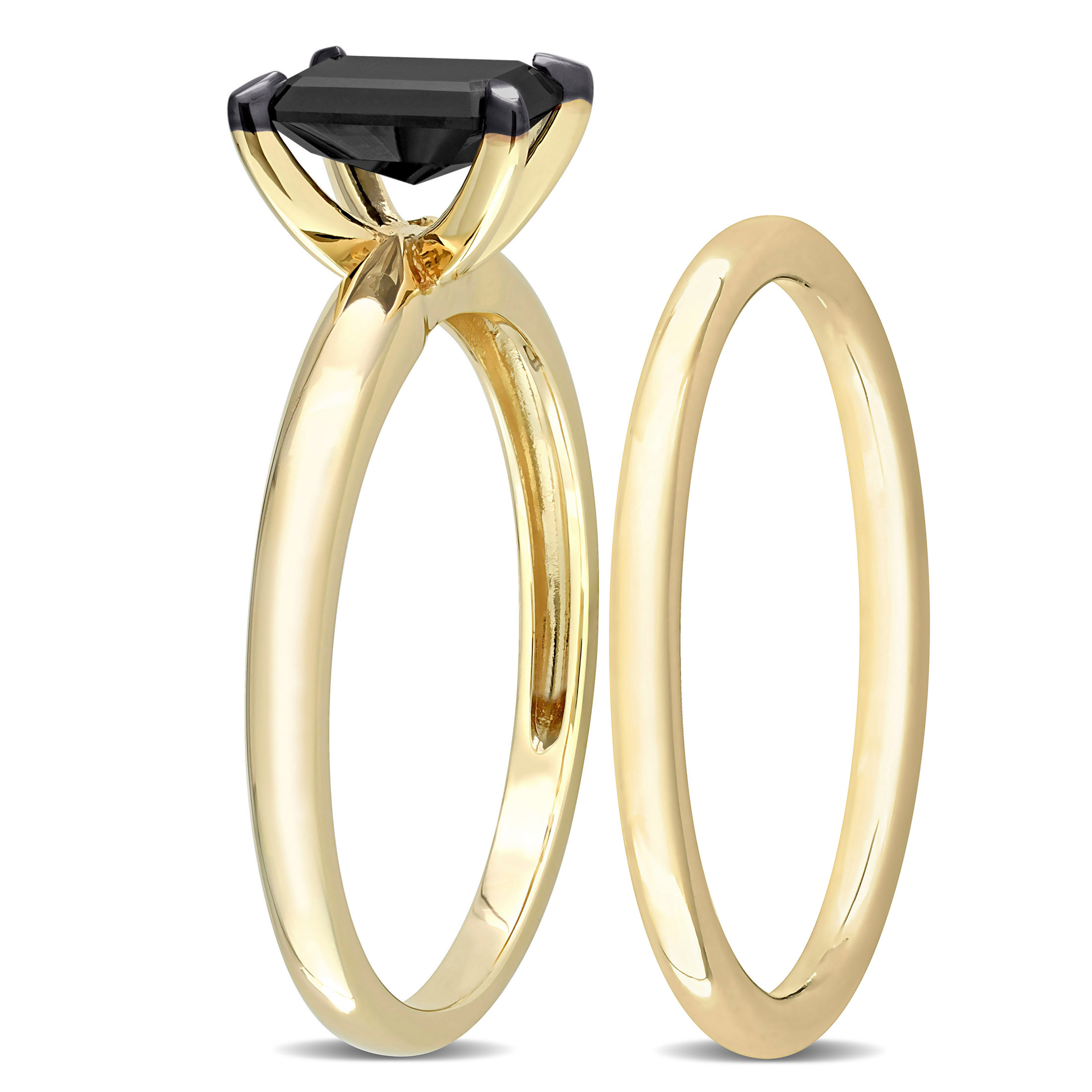 Everly Women's Diamond Emerald 14k Yellow Gold Bridal Set