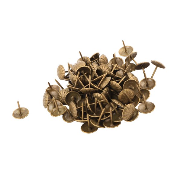 Uxcell Furniture Metal Flower Pattern Pushpin Tack Brass Tone  Bronze 11 x 13mm 90pcs