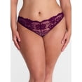 thumbnail image 5 of Joyspun Women's Sheer Lace Thong Panties, 3 Pack, Rio Plum/Green Tropic/Black, Size S, 5 of 9