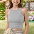 thumbnail image 2 of JUMEYU Girls Cami Tank Tops Girls Double Lined Racerback Tank Tops Waist Length - Crew Neck Dance Yoga Athletic Casual Kids Teen Size 9-10 (Grey,9-10 Years), 2 of 4