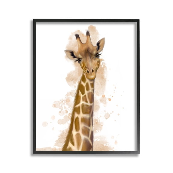Stupell Industries Giraffe & Modern Splash Animals & Insects Painting Black Framed Art Print Wall Art, 11 x 14