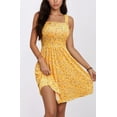 thumbnail image 2 of Robes Soleil Femmes Encolure Carrée Robe d'Été Jaune Taille Haute Invitée de Mariage Robe Soleil Robe Été Femme avec 2 Poches G, 2 of 7