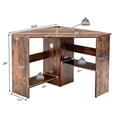 thumbnail image 3 of Yardi Yard Corner Computer Desk Triangle Writing Workstation with Storage Shelf-Rustic Brown, Computer Desk, Gaming Computer Desks for Study,Working,Writing, 3 of 8
