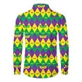 thumbnail image 4 of Fgvctg Mardi Gras Shirts for Men Button Down V Neck Carnival Party Long Sleeve Shirt Dressy Collared Blouse Mask Print Oversized Business Casual Tops Orange M, 4 of 5