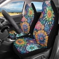 thumbnail image 3 of Uorisanigo Hippie Flower Car Front Seat Covers Waterproof Car Seat Cover Stretch Polyester Fabric Cover Non Slip Fashion Auto Interior Universal for Cars Truck SUV Van, 3 of 7