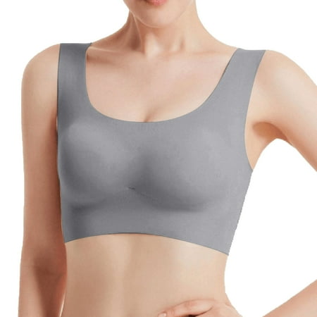 Hontri Bra Seamless Bras for Women Ultra Thin Padded Comfort Wireless Bra Breathable Bralette for Sleep Everyday Bra Gray 1 Xxl