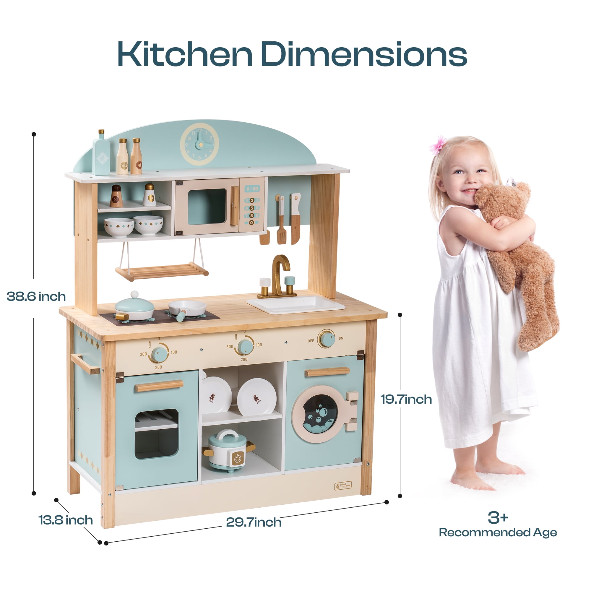 Kitchen Toys for Boys Girls, iRerts Wood Kids Kitchen Playset Kids Play  Kitchen Toy Set with Chef Hat, Apron, 7 Kitchen Accessories, Storage Box,  Pretend Toy Kitchen Set for Kids Birthday Gifts