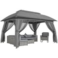 thumbnail image 3 of Outsunny 10' x 13' Patio Gazebo with Netting & Curtains, Dark Gray, 3 of 10