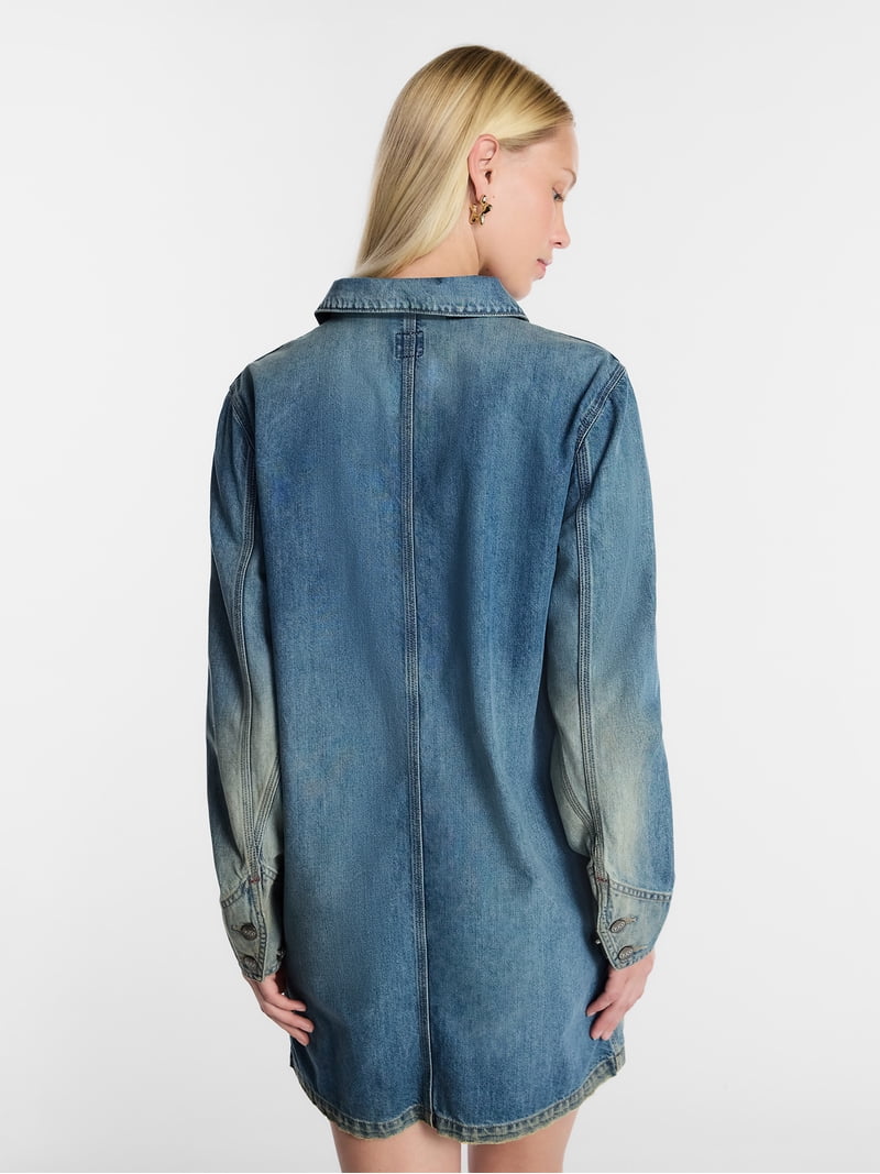 denim chore dress Kacey Lee Women's Denim Chore Dress with Long Sleeves, Sizes S-xxl, Blue