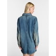 thumbnail image 3 of Kacey Lee Women's Denim Chore Dress with Long Sleeves, Sizes S-XXL, 3 of 5