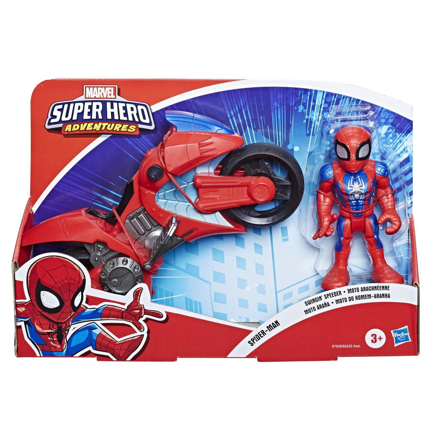 Playskool Heroes Marvel Super Hero Adventures Spider-Man Swingin' Speeder, 5-Inch Figure and Motorcycle Set