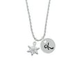 thumbnail image 2 of Delight Jewelry White Snowflake with Clear Crystal Silvertone Script Initial Disc - K - Charm Necklace, 20"+3", 2 of 4