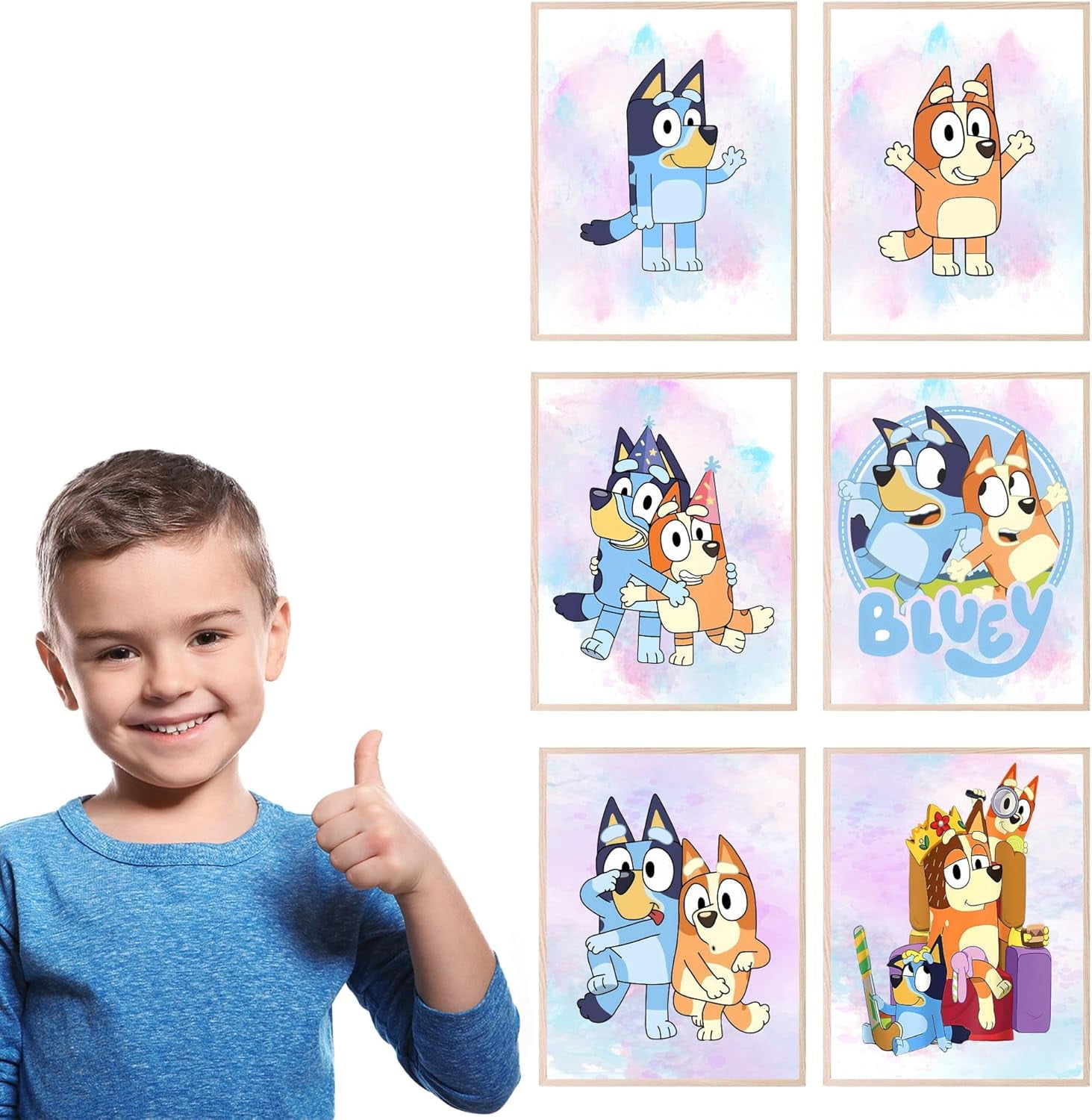 Bluey Poster - Bluey Room, Bluey Bedroom Decor, Bluey Birthday Party Supplies, Bluey Wall Art, Bluey Room Decorations, Bluey Wall Decor, Bluey Gift Posters - Set of 6 (8x10”) Unframed