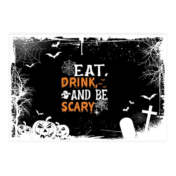 Koyal Wholesale Halloween Placemats, Eat Drink And Be Scary Disposable Cardstock Paper Table Mats for Dining, 8-Pk