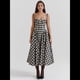 thumbnail image 5 of Vestido Elegante con Corsé para Mujer, Vestido Midi con Tirantes, Escote Bajo, Plisado y Fluido, Vestido de Fiesta con Bustier. Cuadros Rojos L, 5 of 8