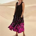 thumbnail image 2 of Mohiass 2024 Cotton Linen Sleeveless Plus Size Dresses for Women Tropical Casual Round Neck Sundress with Pockets Hot Pink 3XL, 2 of 5