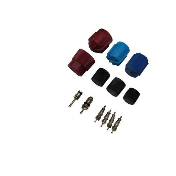 A/C System Valve Core and Cap Kit - Compatible with 1979 - 1991, 1993 Mazda RX-7 1980 1981 1982 1983 1984 1985 1986 1987 1988 1989 1990