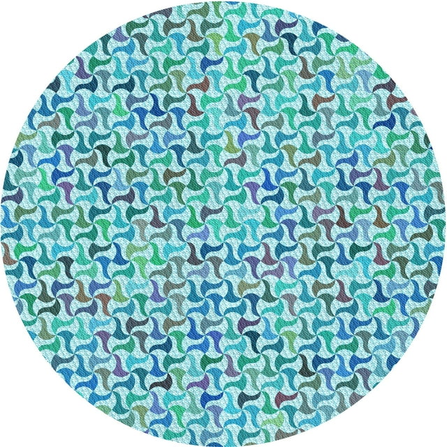Ahgly Company Tapis Rond Lavable en Machine Intérieur Transitionnel Bleu Lierre, 4 Pieds Rond