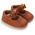 thumbnail image 3 of Baby Girl Shoes Non Slip Soft Sole PU Leather Infant Toddler Mary Jane Flats First Walker Crib Dress Oxford Shoes 3-18 Months, 3 of 7