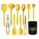 thumbnail image 1 of Juego de 11 utensilios de cocina de silicona: resistentes al calor, incluye espátula, volteador, pinzas, cuchara y batidor. Sin BPA, aptos para lavavajillas y antiadherentes (amarillo)., 1 of 5