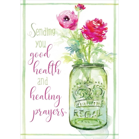 Shared Blessings Pink Happiness 1 Count Religious Get Well Card, KJV Scripture, Envelope Included