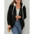 thumbnail image 2 of Women’s Winter Fuzzy Hood Coat, Long Sleeve Front Zipper Fleece Outwear Loose Warm Jackets, S-5XL, 2 of 9
