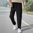 thumbnail image 2 of JTieacloth Mens Cargo Sweatpant Men's Solid Color Drawstring Pocket Casual Pants Black, 2 of 4