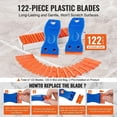 thumbnail image 3 of Plastic Razor Blade Scraper, 2-Piece Scraper Tool with 120 Plastic Blades, No-Scratch Remover for Stickers, Decals, Adhesive, Paint on Glass, Car, Window, Caulk, Blue, 3 of 5