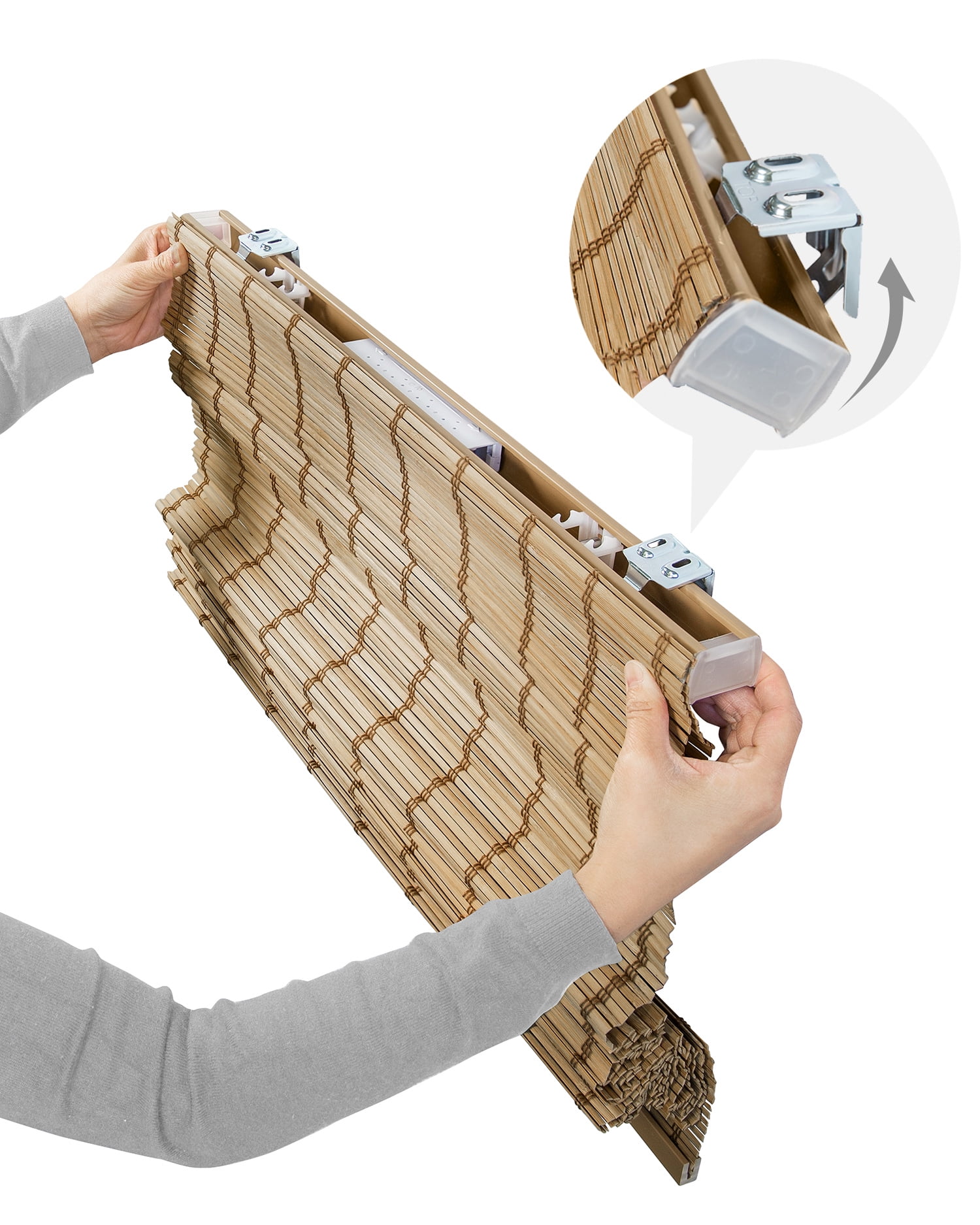 Chicology 23"W x 64"H Deer Cordless Bamboo Roman Shades, Natural Woven Wood, Light Filtering, Safe for Kids & Pets
