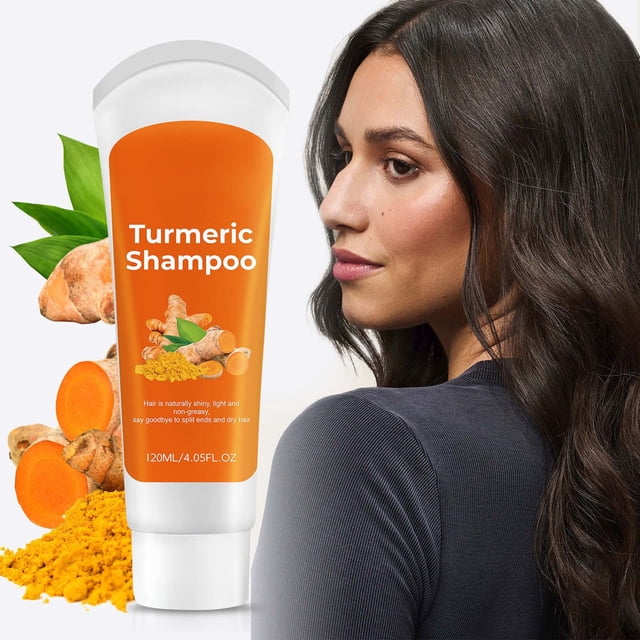 Puntoco Champú de cúrcuma para un cabello naturalmente brillante, ligero y no graso. Dile adiós a las puntas abiertas y al cabello seco. 120 ml