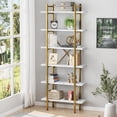 thumbnail image 1 of Tiers Bookshelf Organizer Industrial Shelf Modern Open Display Storage Bookcase  Faux Marble and Metal Bookshelf Standing Storage Shelf Tall Shelving Units for Home Office Study, 1 of 4