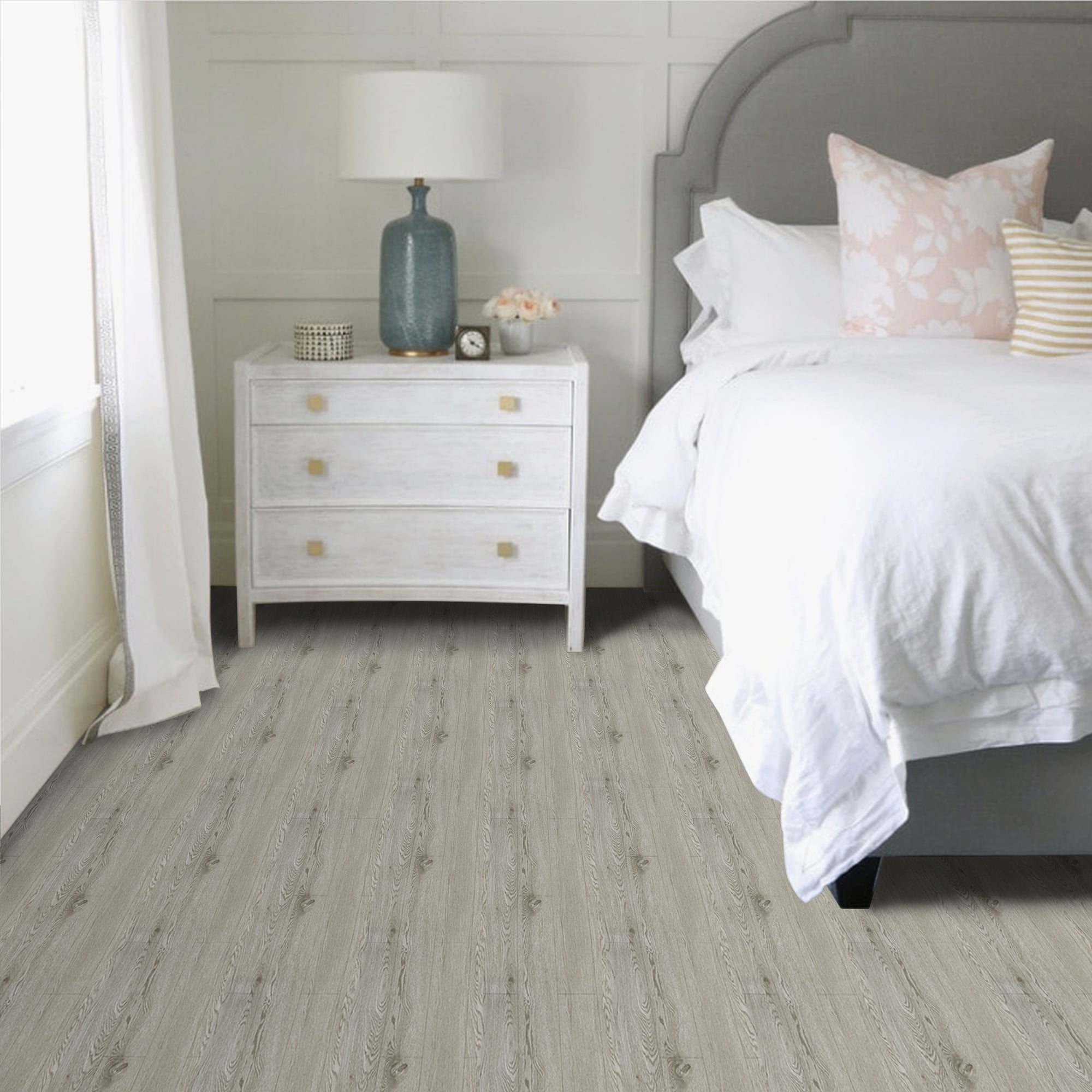 (4 pack) UMIGGEE Peel and Stick Vinyl Flooring Roll 15.7-in x 118-in/12.8 Sq.Ft Thicken Self-Adhesive Vinyl Wood Grain Floor Wear-Resistant Easy DIY Install Home Decor