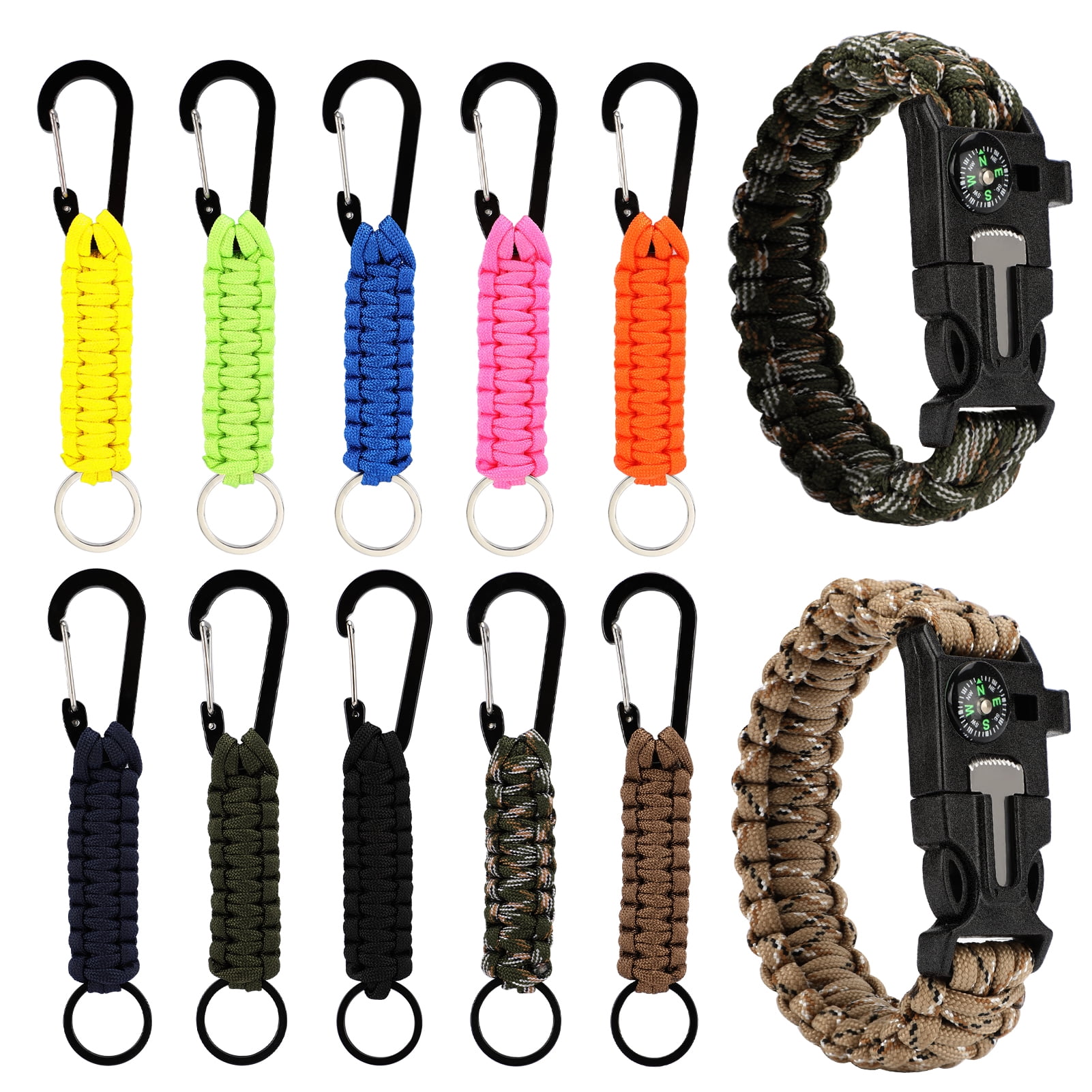 15 in 1 Multi-Function Keychain,Carabiner,Wrench Hunting Ubrand Camping Emergency Fire Starters Screwdriver Pocket Tool for Hiking Bottle Opener Backpacking,Outdoor Survival Kits 