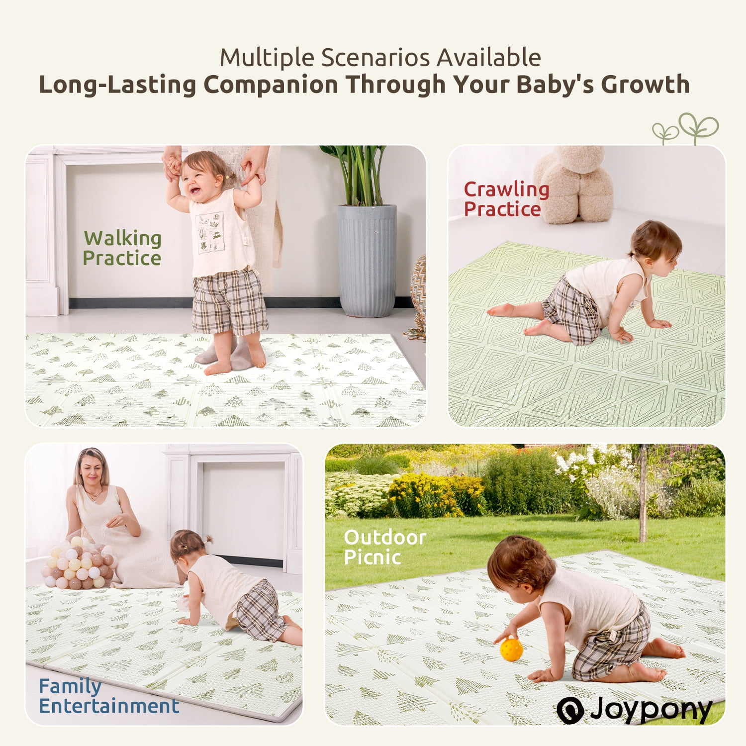 Joypony Baby Play Mat 71" x 79" x 0.4" – Lightweight Foldable Mat for Infants and Toddlers